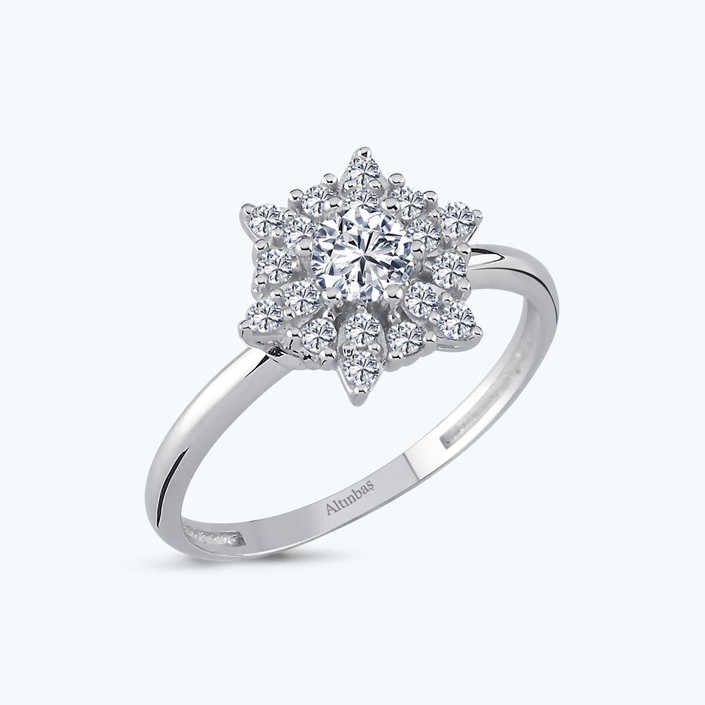 Altın Taşlı Kar Tanesi Yüzük