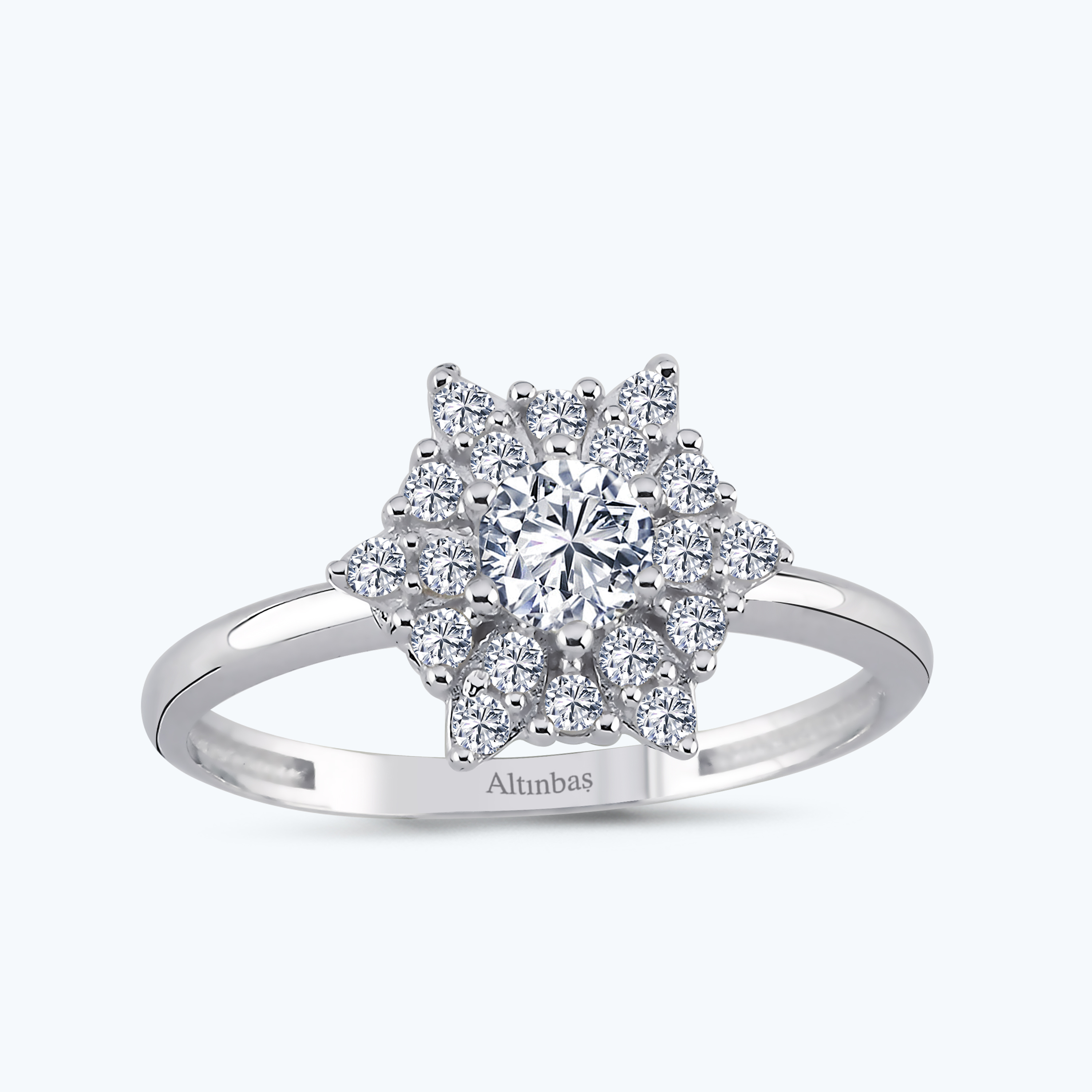 Altın Taşlı Kar Tanesi Yüzük