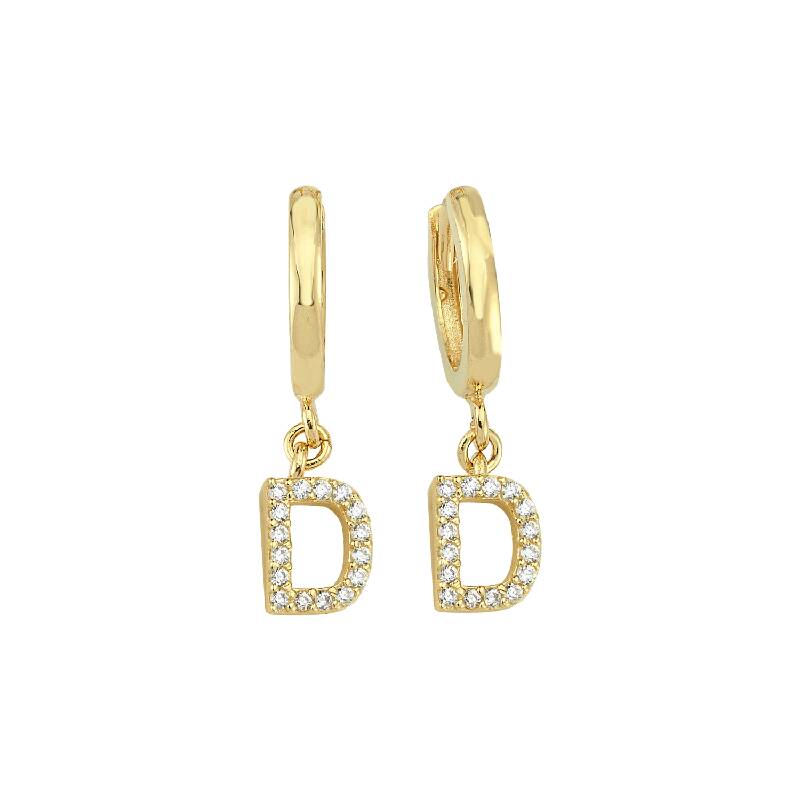Letter D Gold Earring