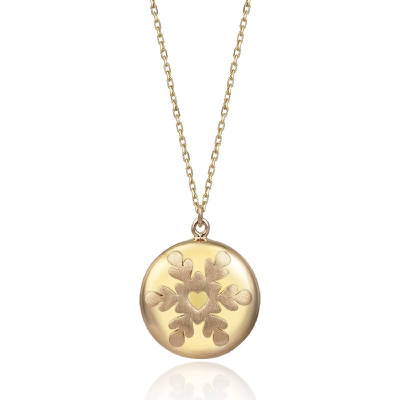 Snowflake & Heart Gold Necklace