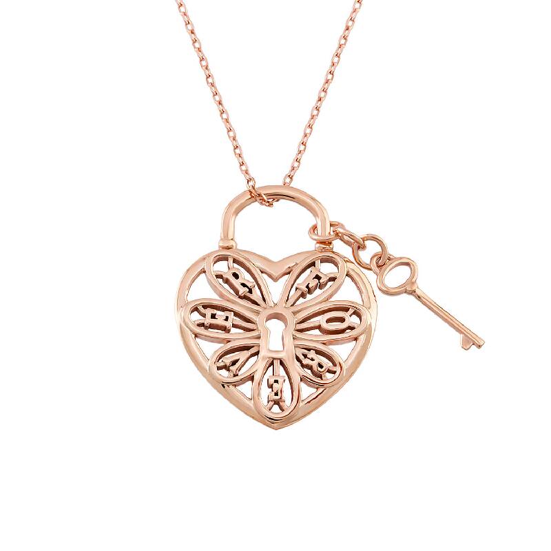 Heart & Key Silver Necklace
