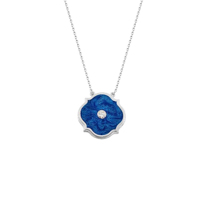 Blue Enamel Silver Necklace