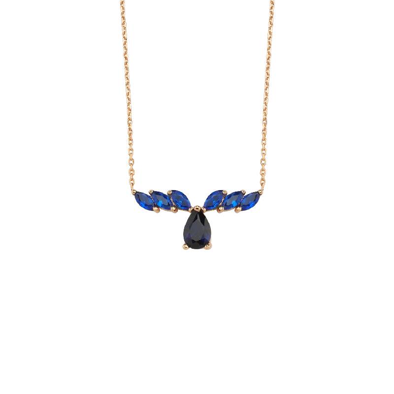 Navy Blue Stone Gold Necklace