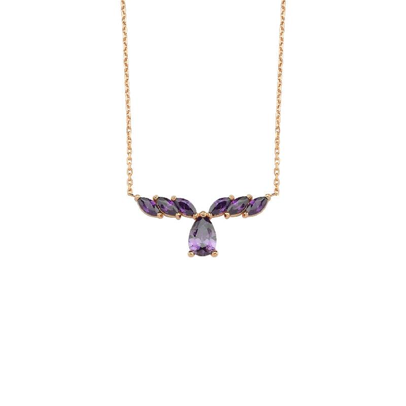 Purple Stone Gold Necklace
