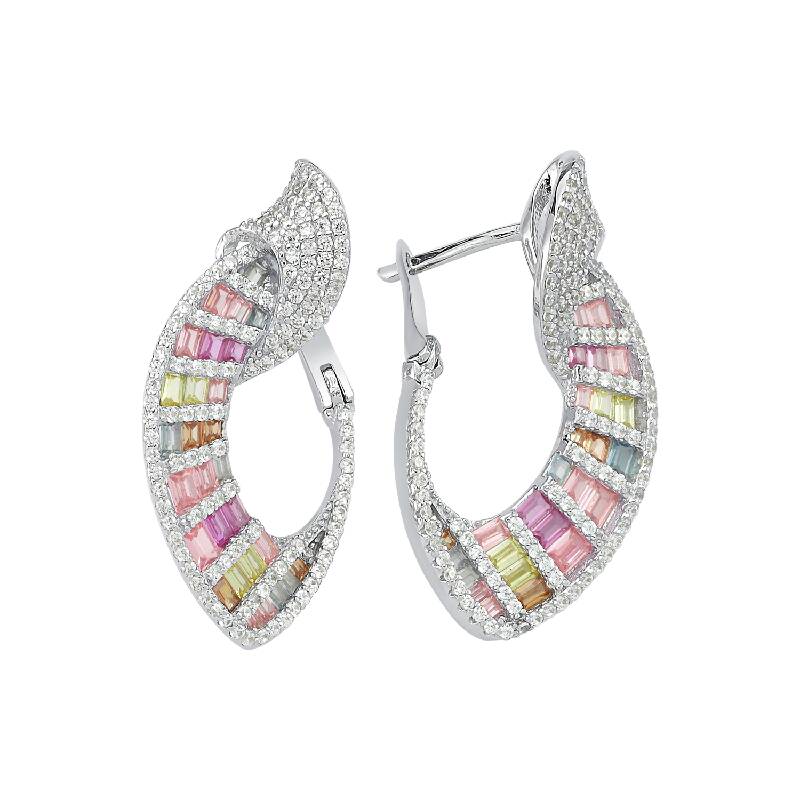 Colored Stone Silver Earrings