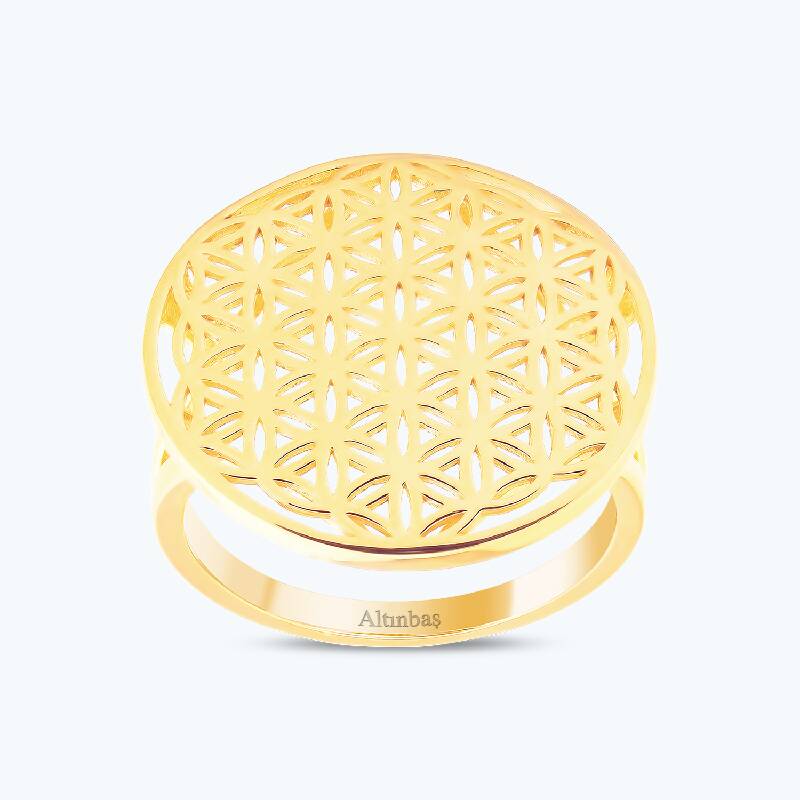 22 K Flower Of Life Gold Ring
