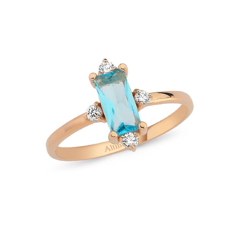 Baguette Colored Stone Gold Ring